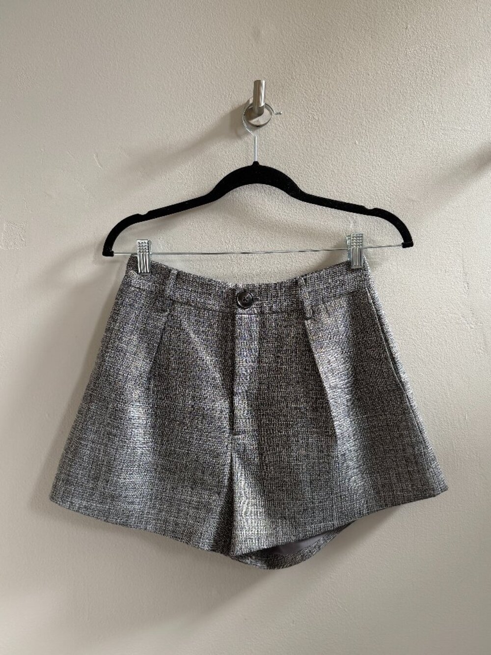 J.ING Gray Metallic Tweed Shorts